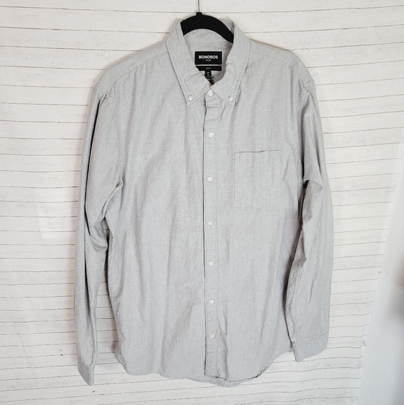 BONOBOS SLIM FIT LIGHT GRAY 100% COTTON BUTTON DOWN, SZ XL LONG - Picture 10 of 10